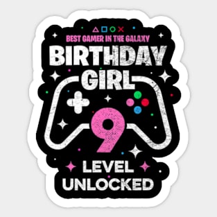 9th Birthday Girl Matching Video Gamer Birthday Sticker